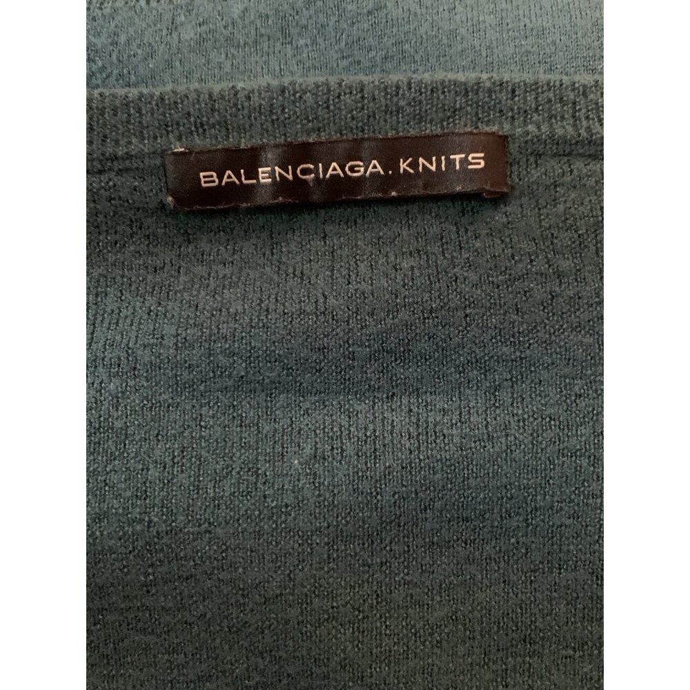 Balenciaga Knits Green Square Neck 100% Wool Sweater Sz 42 -S/M See Measurement - Picture 3 of 8